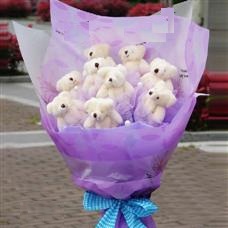 9 adet pelu� oyuncak ay�dan olu�mu� g�rsel ay� buketi 