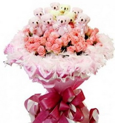 12 adet ay�c�k 24 adet yapay g�lden g�rsel buket 