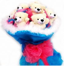 9 adet pelu� ay�c�ktan g�rsel buket 